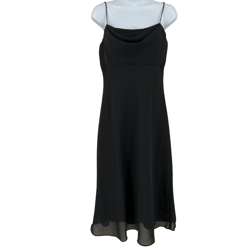 Michaelangelo Black Cowl Neck Slip Dress Empire Waist‎ 90s Etheral Prom Goth Y2K